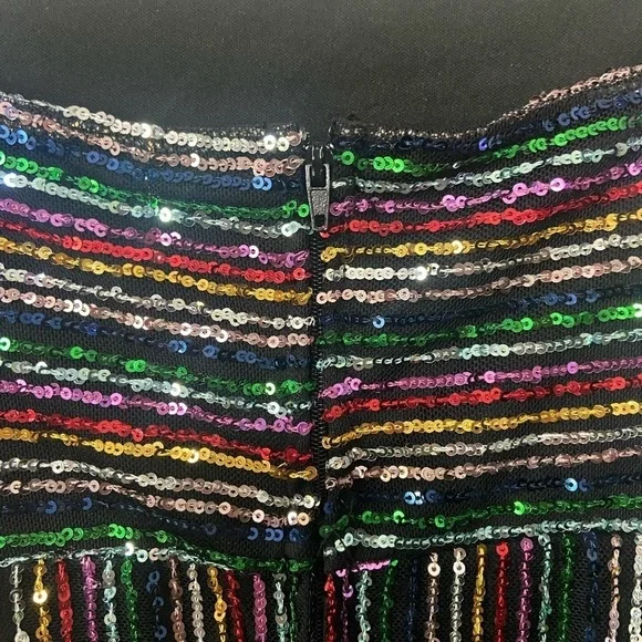 Altar'd State size M Braelynn rainbow sequin mini dress w/ adjustable straps EUC - Picture 6 of 8